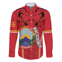 Personalized Macedonia Lion Family Matching Off The Shoulder Long Sleeve Dress and Hawaiian Shirt National Emblem - Wonder Print Shop