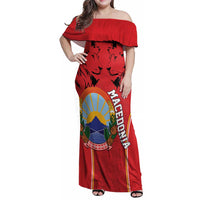 Personalized Macedonia Lion Family Matching Off Shoulder Maxi Dress and Hawaiian Shirt National Emblem - Wonder Print Shop