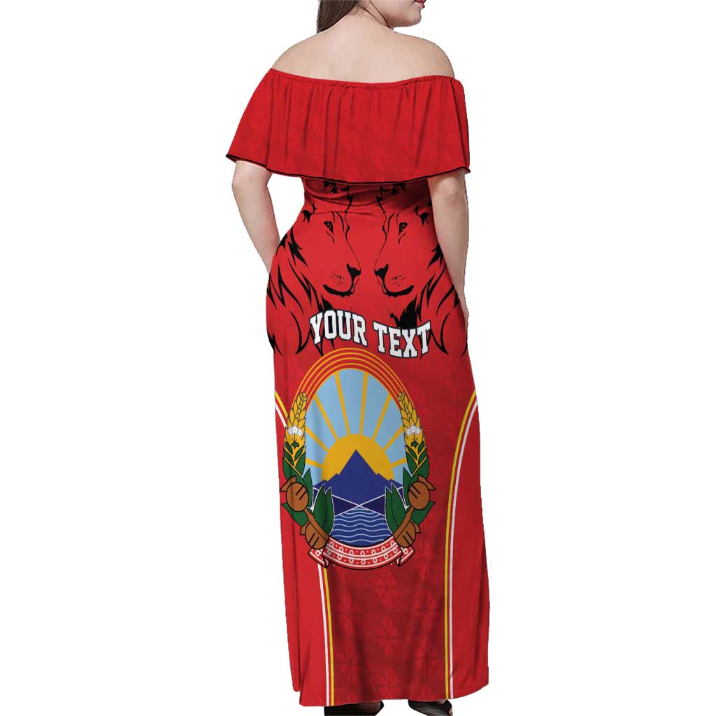 Personalized Macedonia Lion Family Matching Off Shoulder Maxi Dress and Hawaiian Shirt National Emblem - Wonder Print Shop
