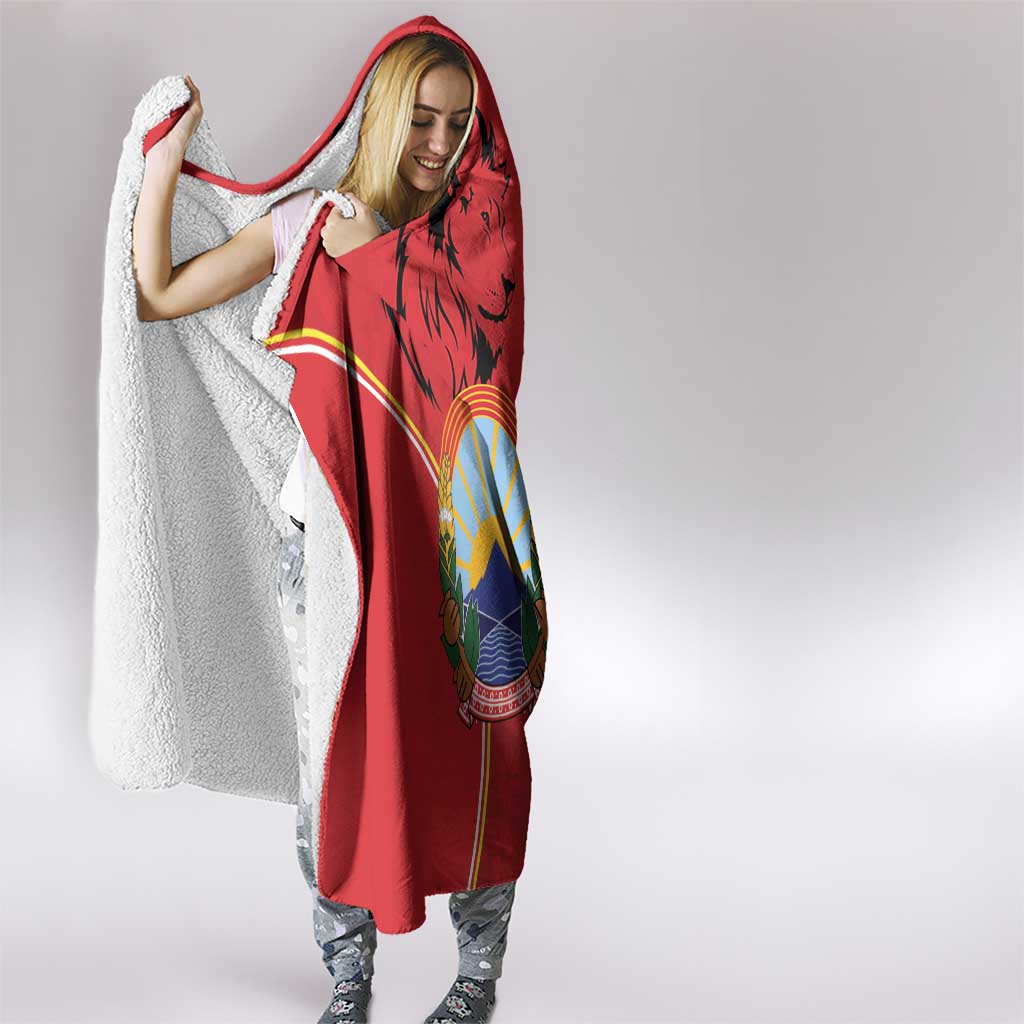 Personalized Macedonia Lion Hooded Blanket National Emblem - Wonder Print Shop