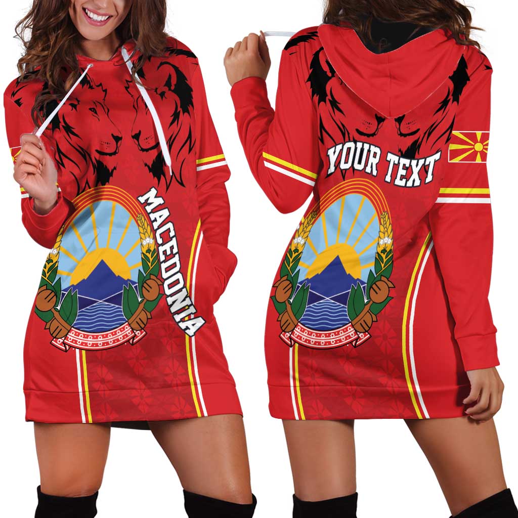 Personalized Macedonia Lion Hoodie Dress National Emblem - Wonder Print Shop