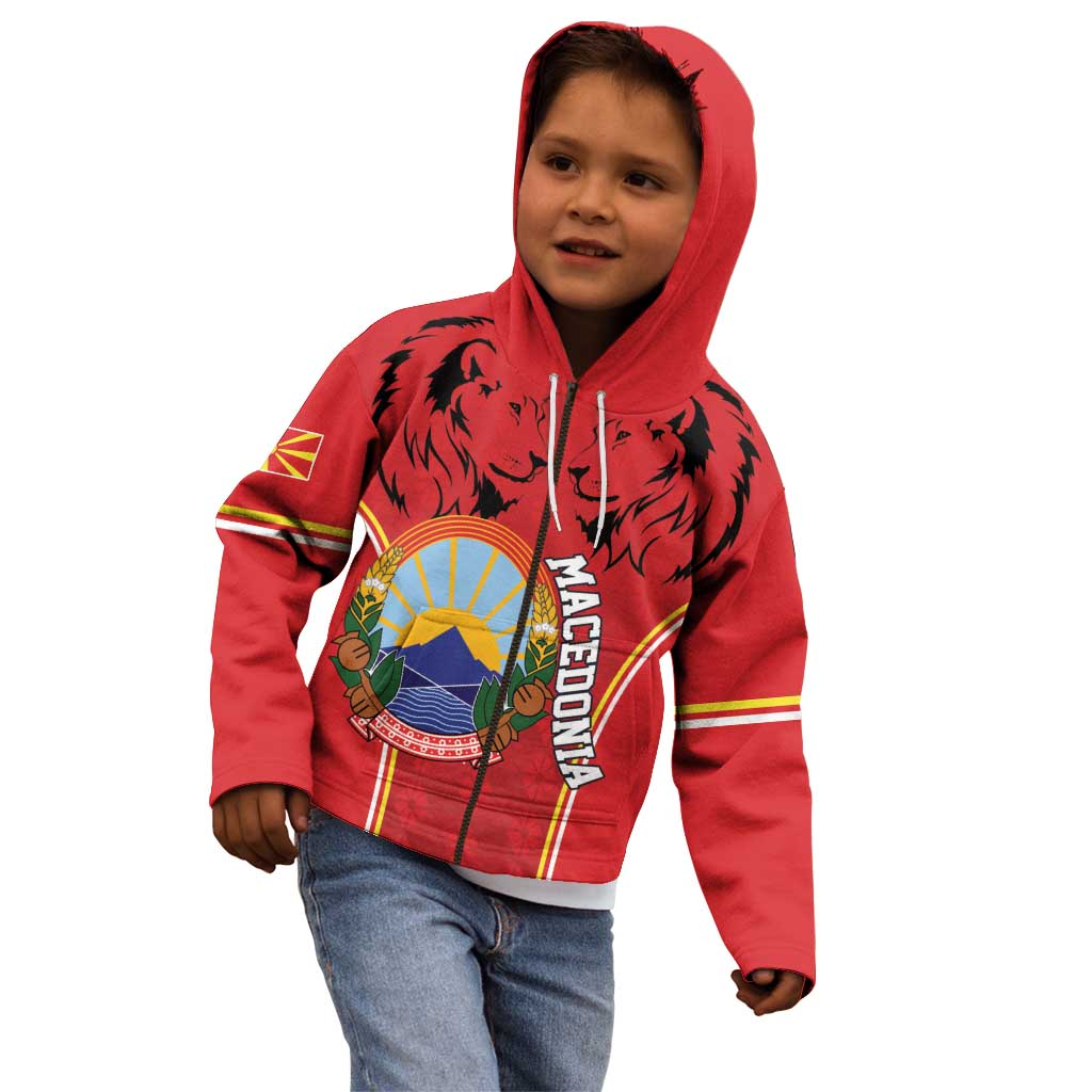 Personalized Macedonia Lion Kid Hoodie National Emblem - Wonder Print Shop