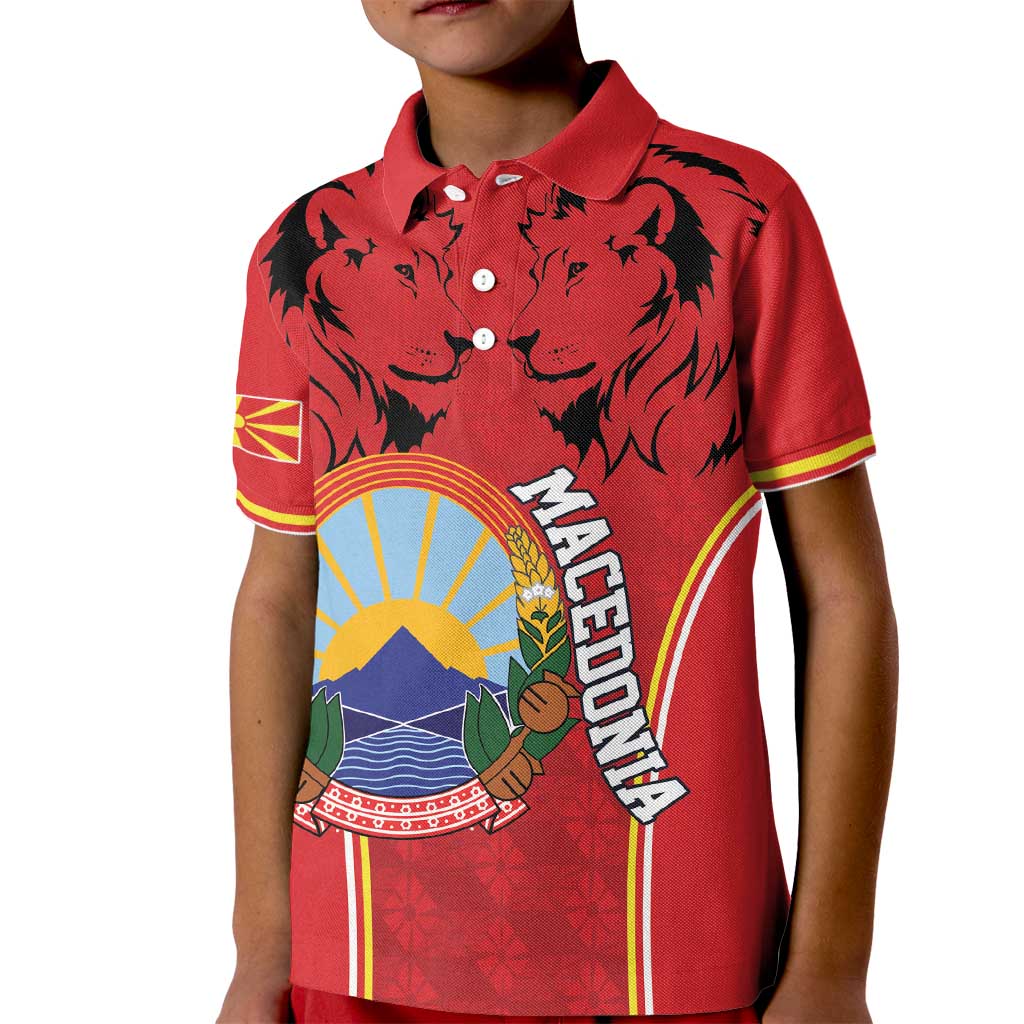 Personalized Macedonia Lion Kid Polo Shirt National Emblem - Wonder Print Shop