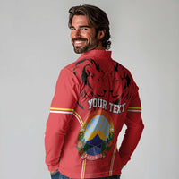 Personalized Macedonia Lion Long Sleeve Polo Shirt National Emblem - Wonder Print Shop