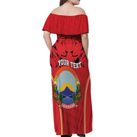 Personalized Macedonia Lion Off Shoulder Maxi Dress National Emblem - Wonder Print Shop