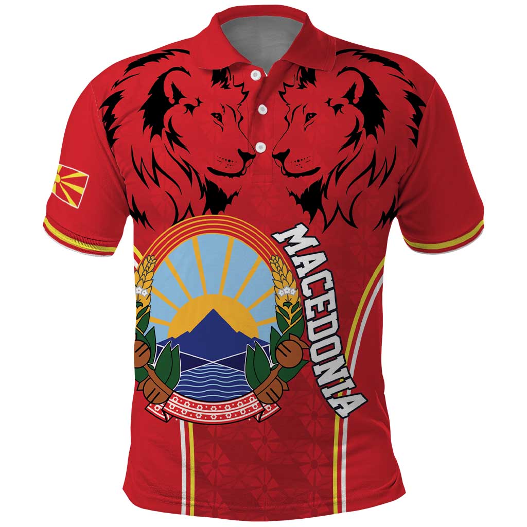 Personalized Macedonia Lion Polo Shirt National Emblem - Wonder Print Shop