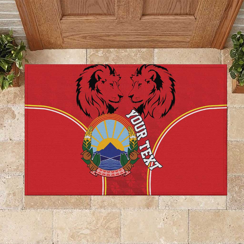 Personalized Macedonia Lion Rubber Doormat National Emblem - Wonder Print Shop