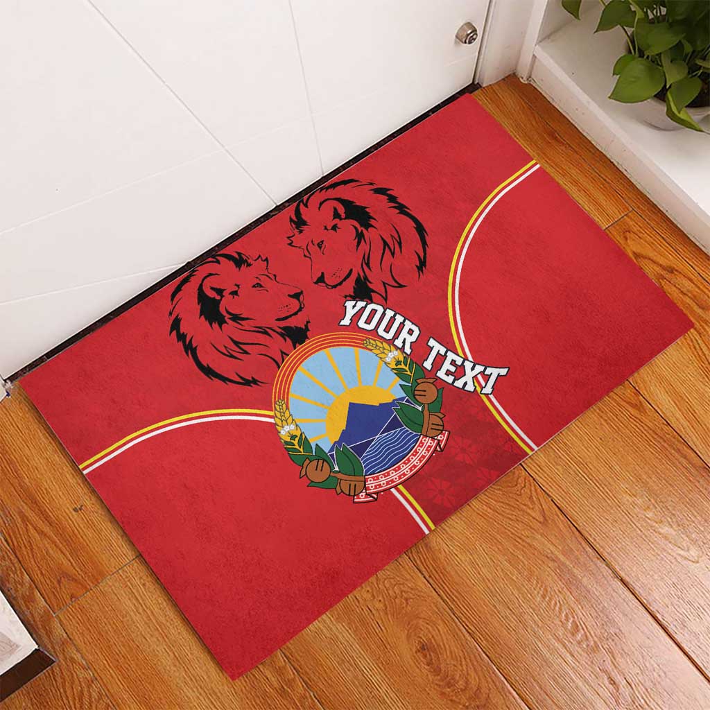 Personalized Macedonia Lion Rubber Doormat National Emblem - Wonder Print Shop