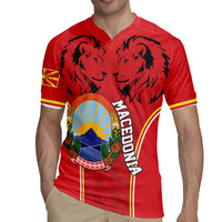 Personalized Macedonia Lion Rugby Jersey National Emblem - Wonder Print Shop