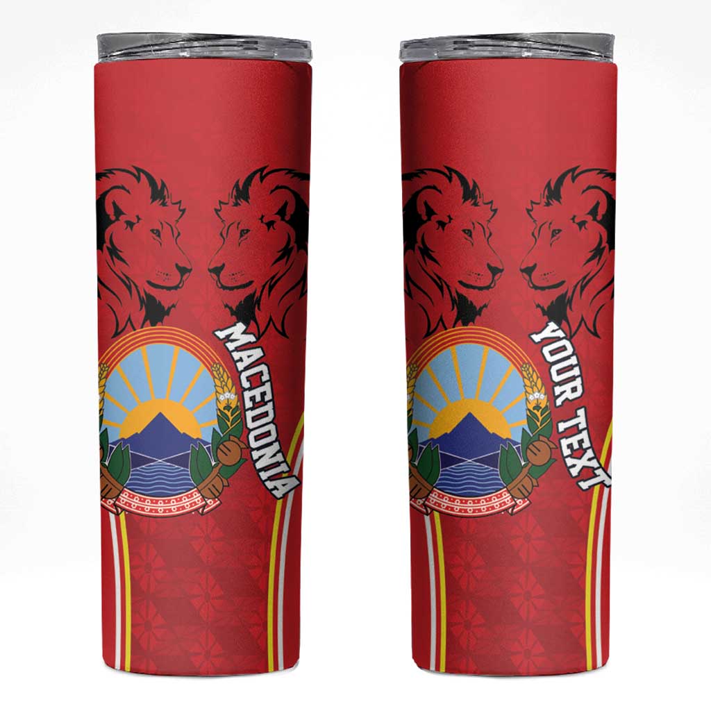 Personalized Macedonia Lion Skinny Tumbler National Emblem - Wonder Print Shop