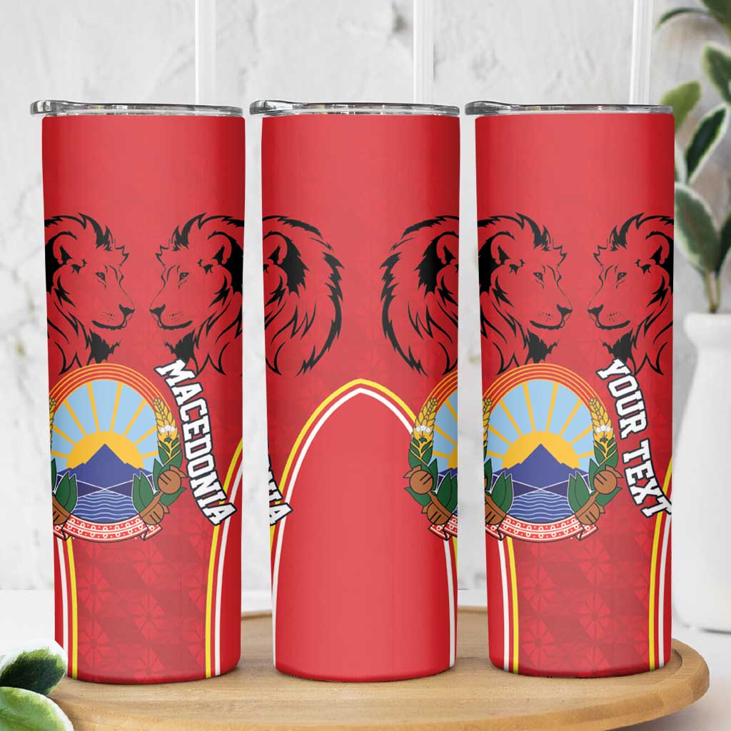 Personalized Macedonia Lion Skinny Tumbler National Emblem - Wonder Print Shop