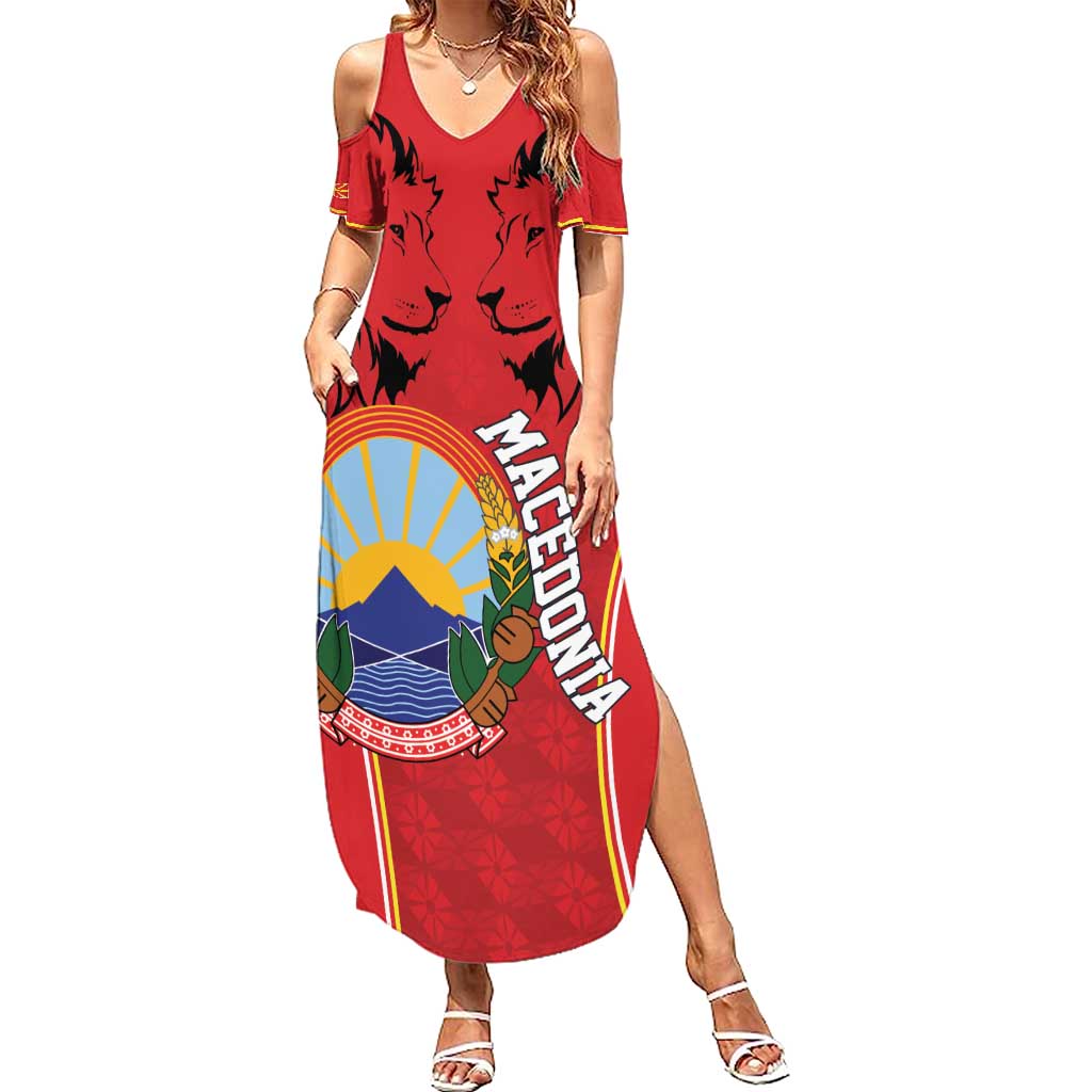 Personalized Macedonia Lion Summer Maxi Dress National Emblem - Wonder Print Shop