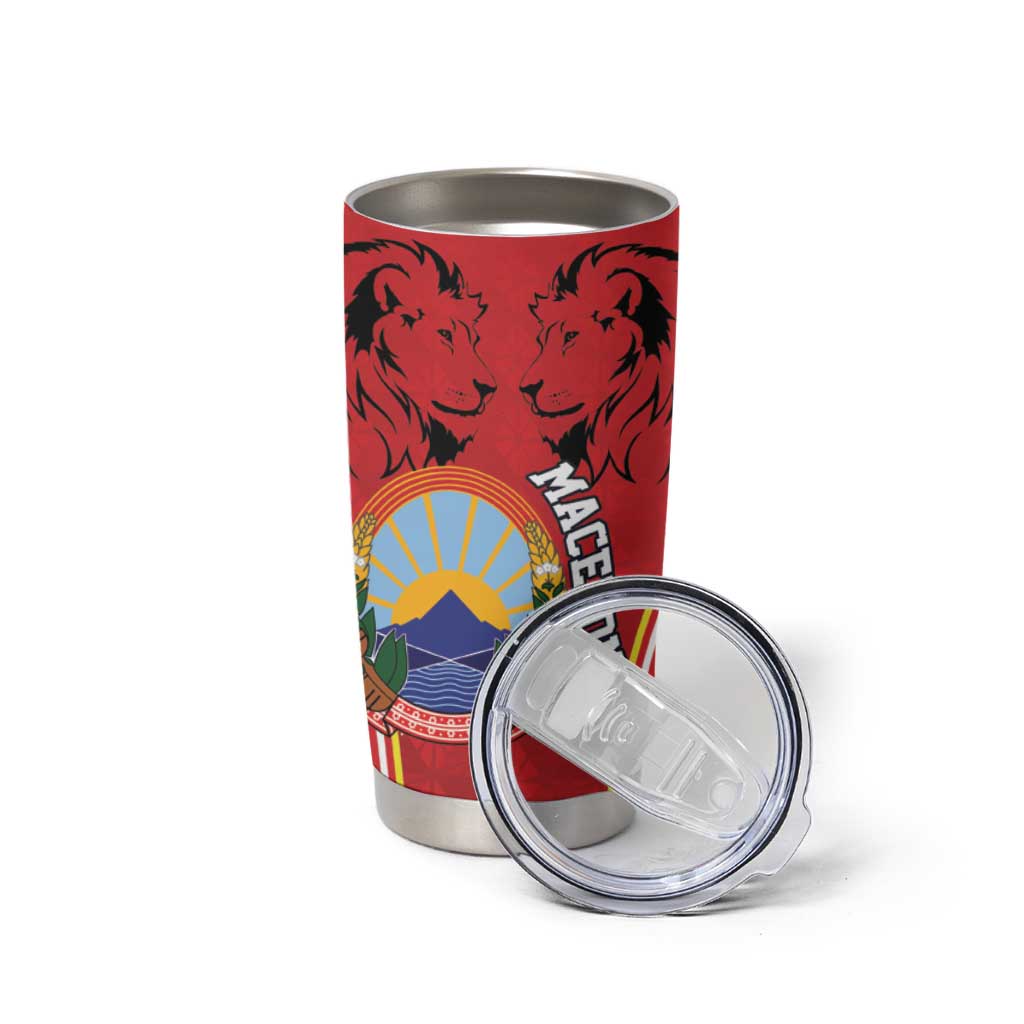 Personalized Macedonia Lion Tumbler Cup National Emblem - Wonder Print Shop