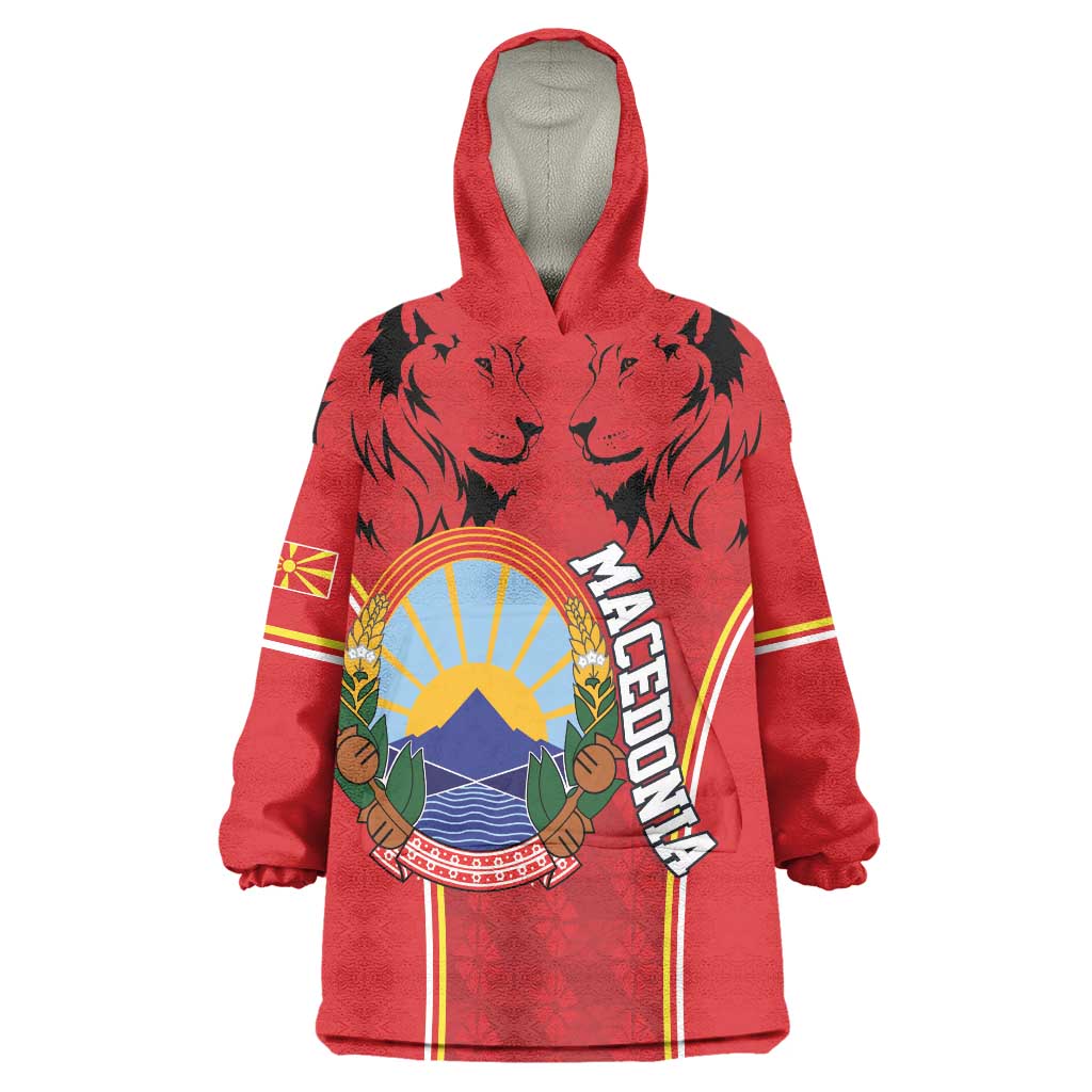 Personalized Macedonia Lion Wearable Blanket Hoodie National Emblem - Wonder Print Shop