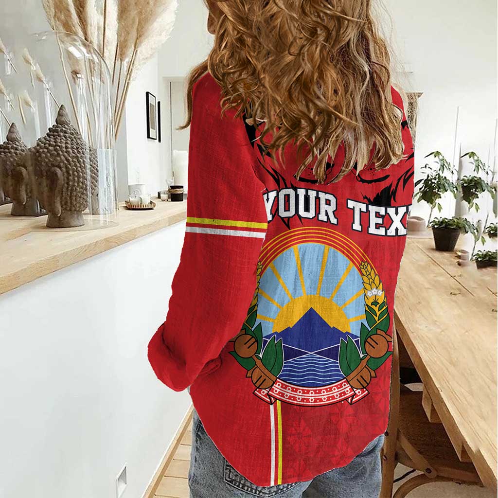 Personalized Macedonia Lion Women Casual Shirt National Emblem - Wonder Print Shop
