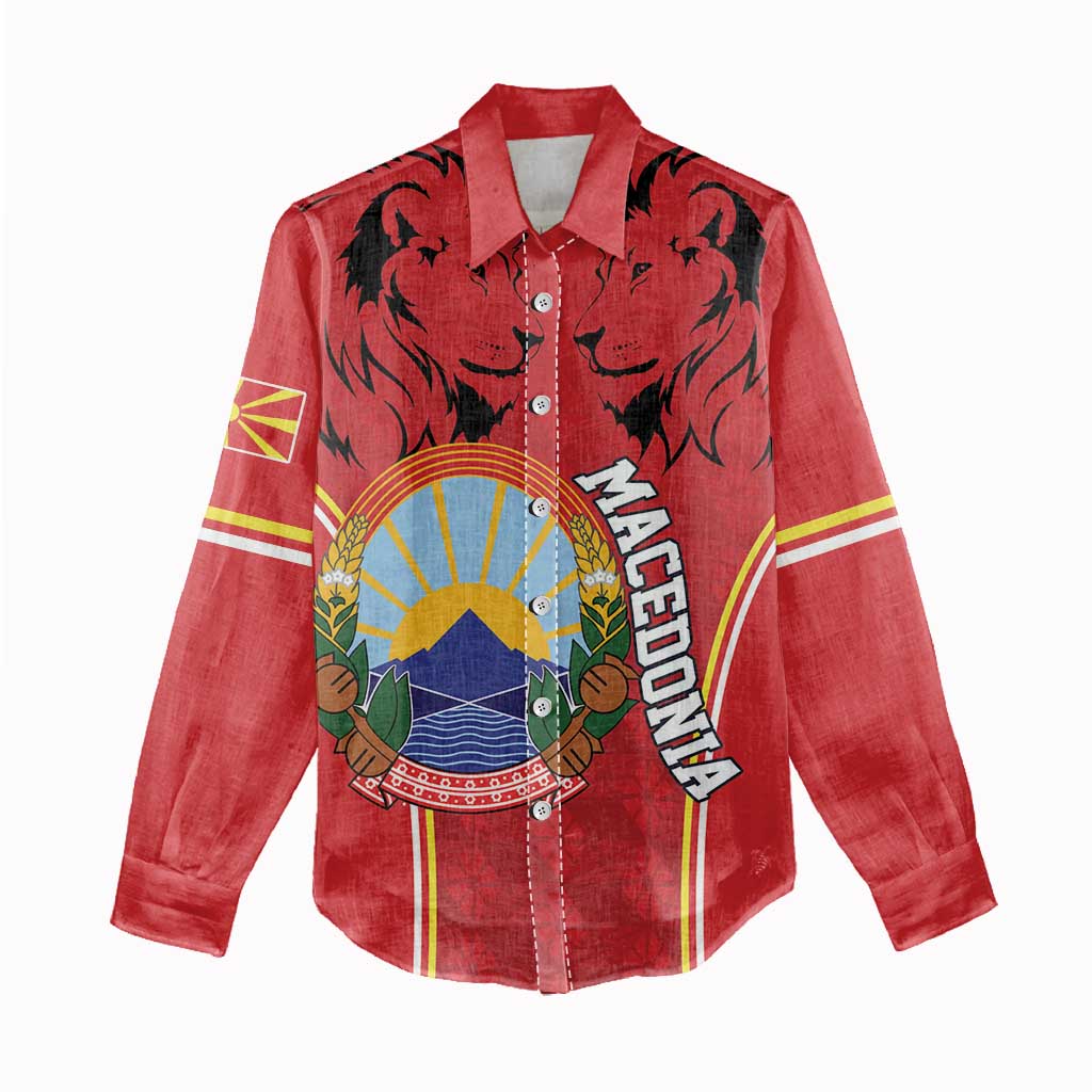 Personalized Macedonia Lion Women Casual Shirt National Emblem - Wonder Print Shop