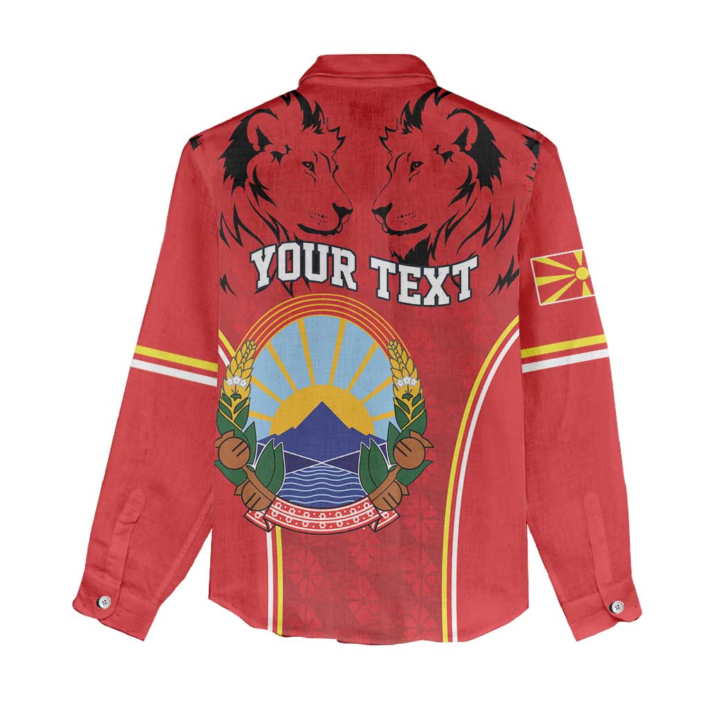 Personalized Macedonia Lion Women Casual Shirt National Emblem - Wonder Print Shop