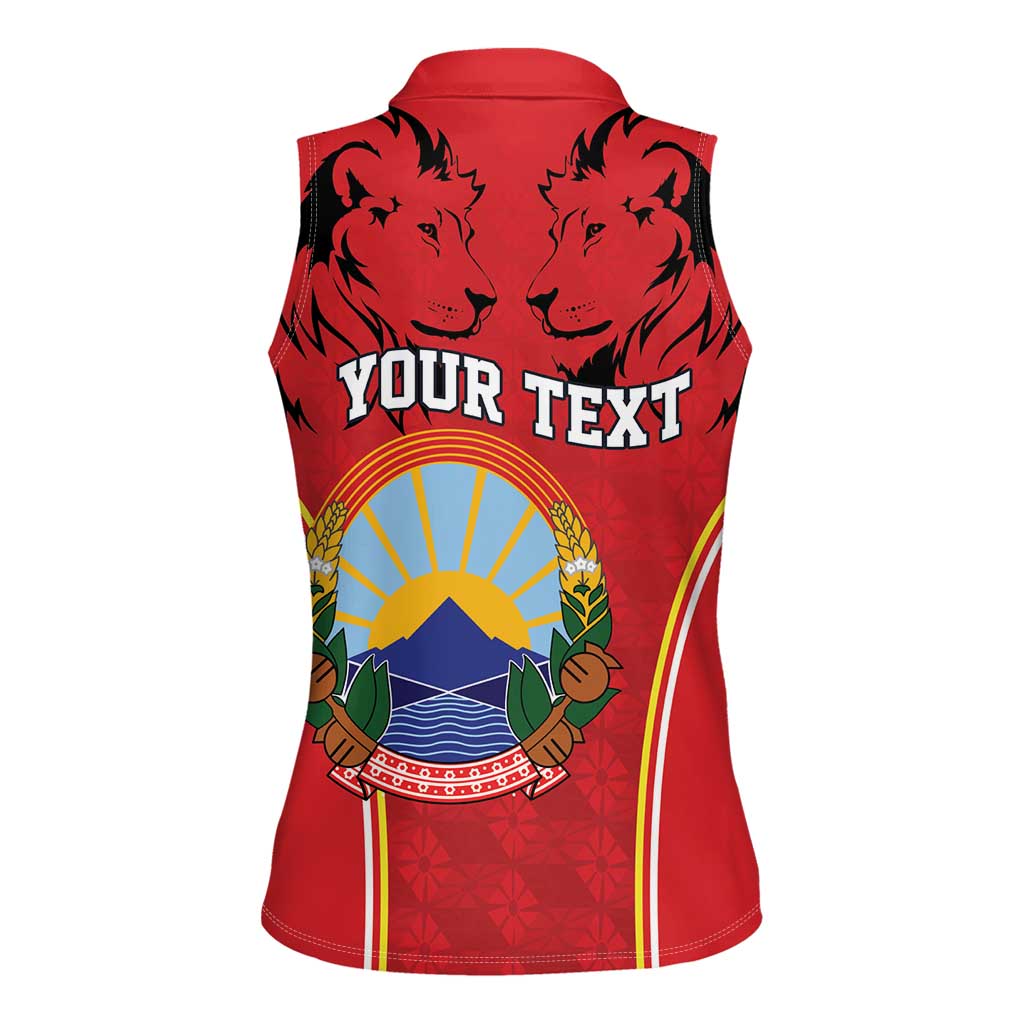 Personalized Macedonia Lion Women Sleeveless Polo Shirt National Emblem - Wonder Print Shop