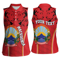 Personalized Macedonia Lion Women Sleeveless Polo Shirt National Emblem - Wonder Print Shop