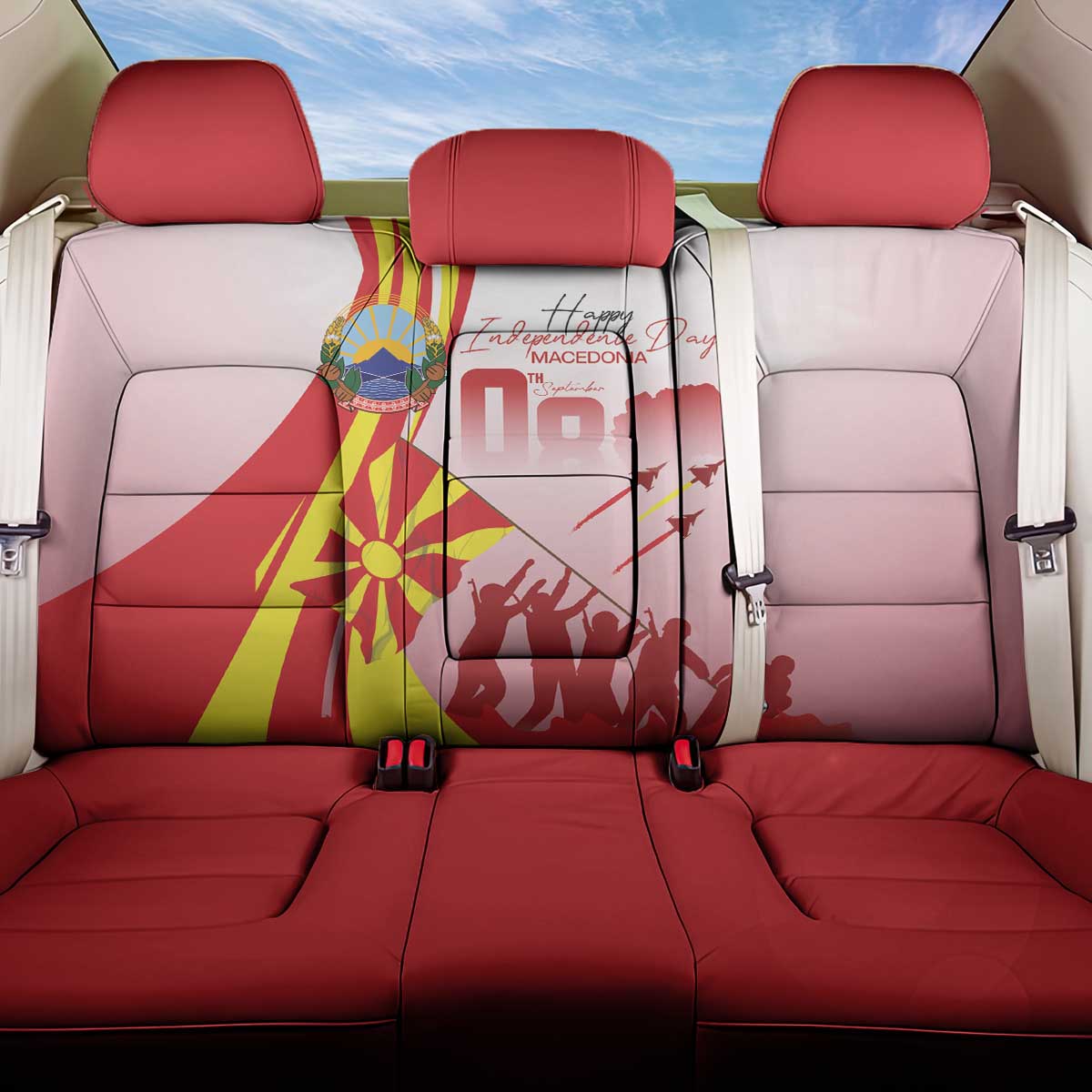 Macedonia Independence Day Back Car Seat Cover Den na nezavisnosta - Wonder Print Shop