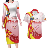 Macedonia Independence Day Couples Matching Long Sleeve Bodycon Dress and Hawaiian Shirt Den na nezavisnosta - Wonder Print Shop