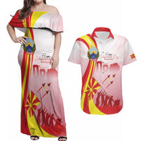 Macedonia Independence Day Couples Matching Off Shoulder Maxi Dress and Hawaiian Shirt Den na nezavisnosta - Wonder Print Shop