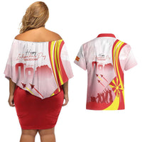 Macedonia Independence Day Couples Matching Off Shoulder Short Dress and Hawaiian Shirt Den na nezavisnosta - Wonder Print Shop