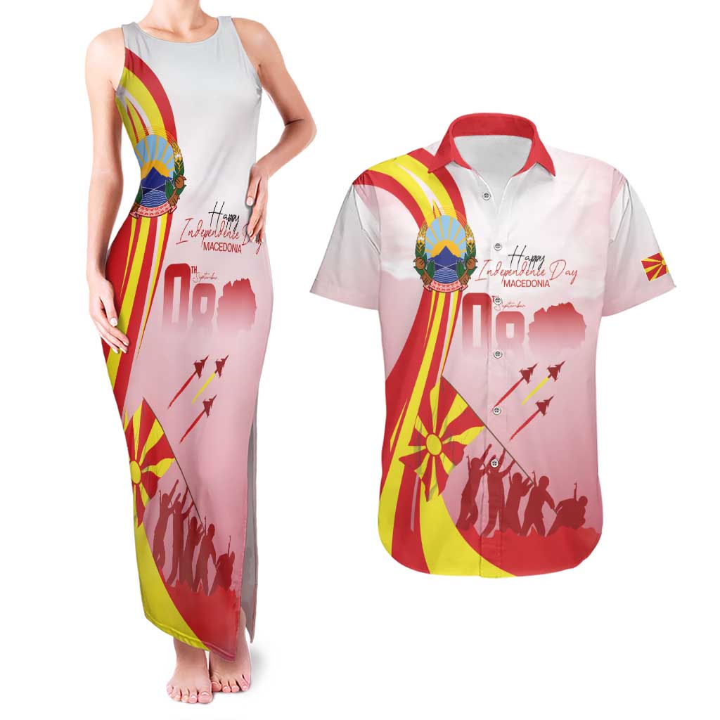 Macedonia Independence Day Couples Matching Tank Maxi Dress and Hawaiian Shirt Den na nezavisnosta - Wonder Print Shop