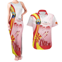 Macedonia Independence Day Couples Matching Tank Maxi Dress and Hawaiian Shirt Den na nezavisnosta - Wonder Print Shop