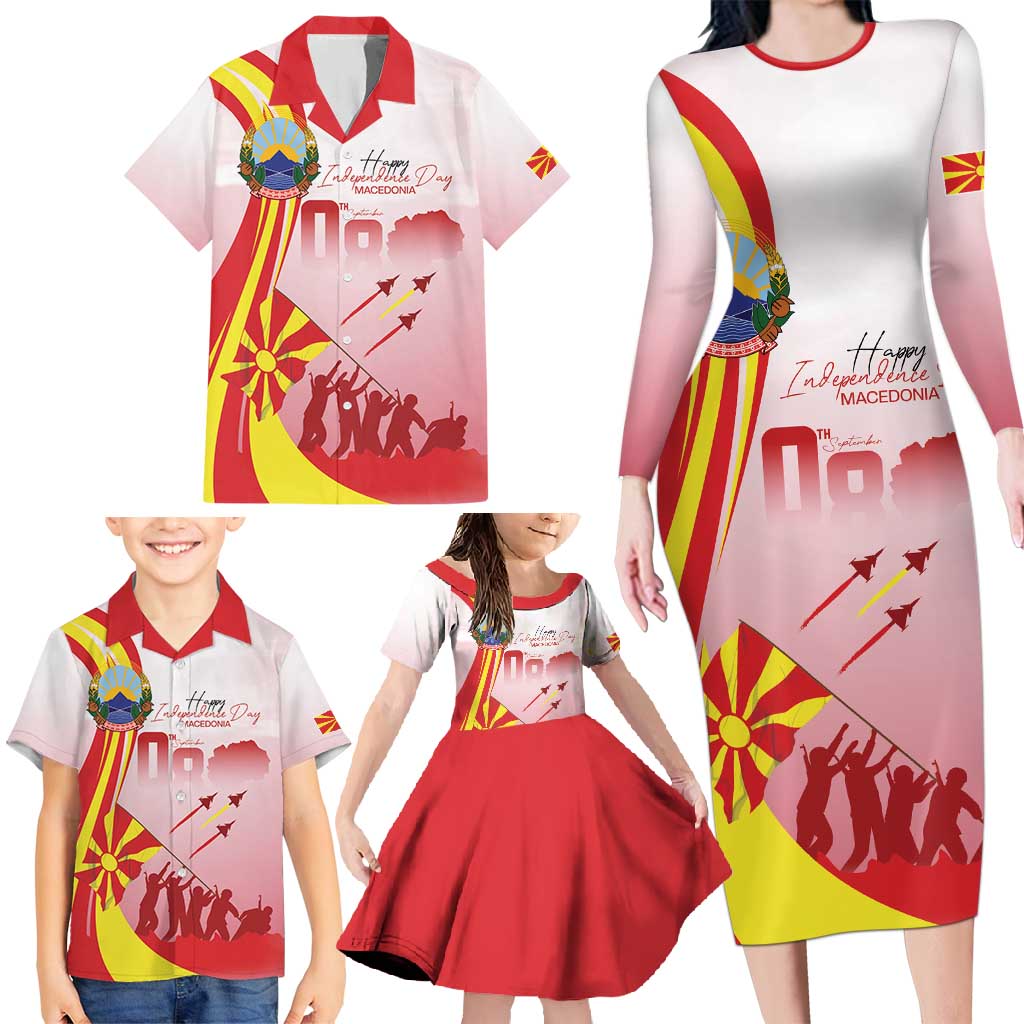 Macedonia Independence Day Family Matching Long Sleeve Bodycon Dress and Hawaiian Shirt Den na nezavisnosta - Wonder Print Shop