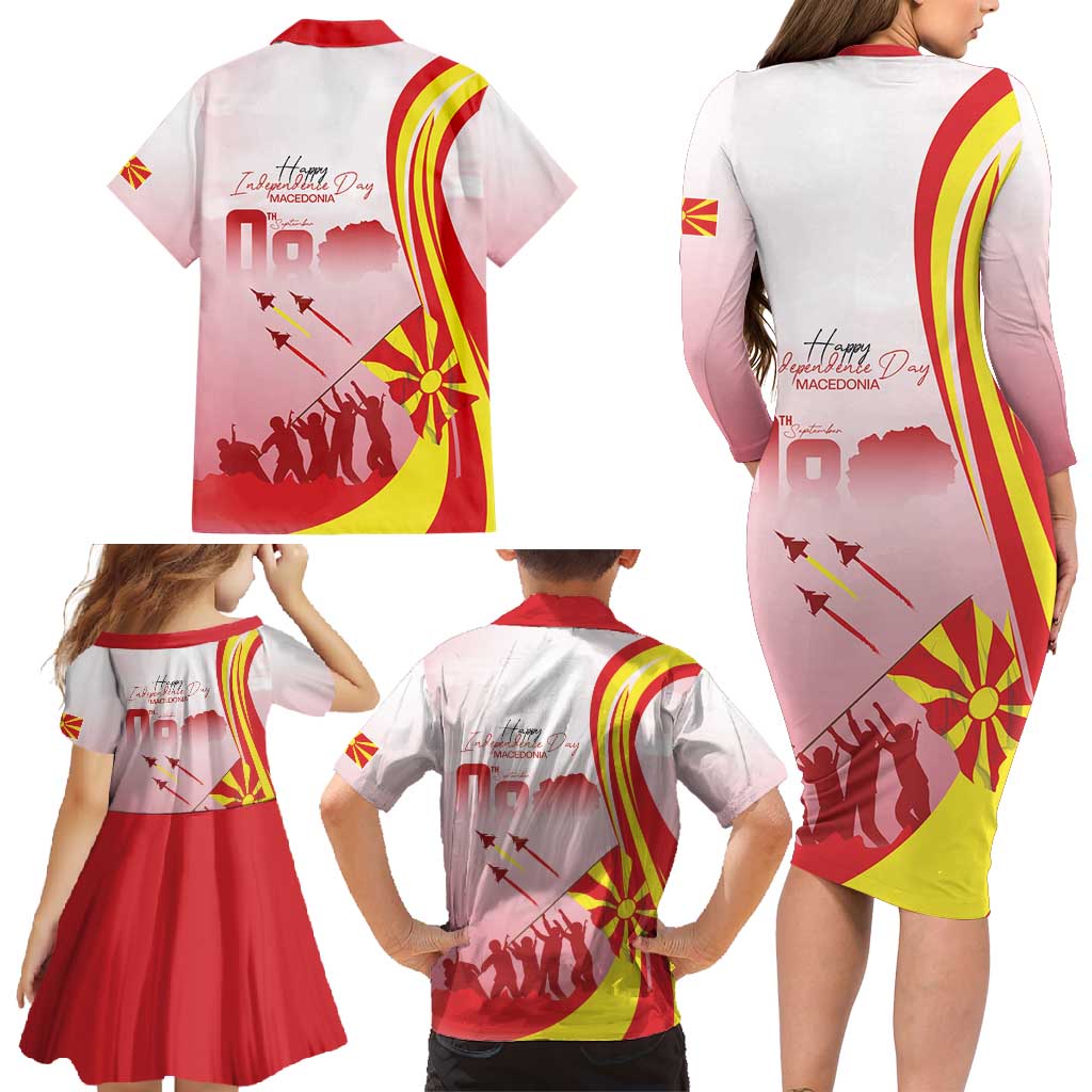 Macedonia Independence Day Family Matching Long Sleeve Bodycon Dress and Hawaiian Shirt Den na nezavisnosta - Wonder Print Shop