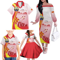 Macedonia Independence Day Family Matching Off The Shoulder Long Sleeve Dress and Hawaiian Shirt Den na nezavisnosta - Wonder Print Shop
