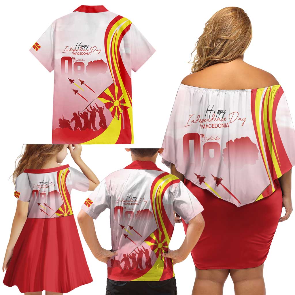 Macedonia Independence Day Family Matching Off Shoulder Short Dress and Hawaiian Shirt Den na nezavisnosta - Wonder Print Shop