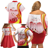 Macedonia Independence Day Family Matching Off Shoulder Short Dress and Hawaiian Shirt Den na nezavisnosta - Wonder Print Shop