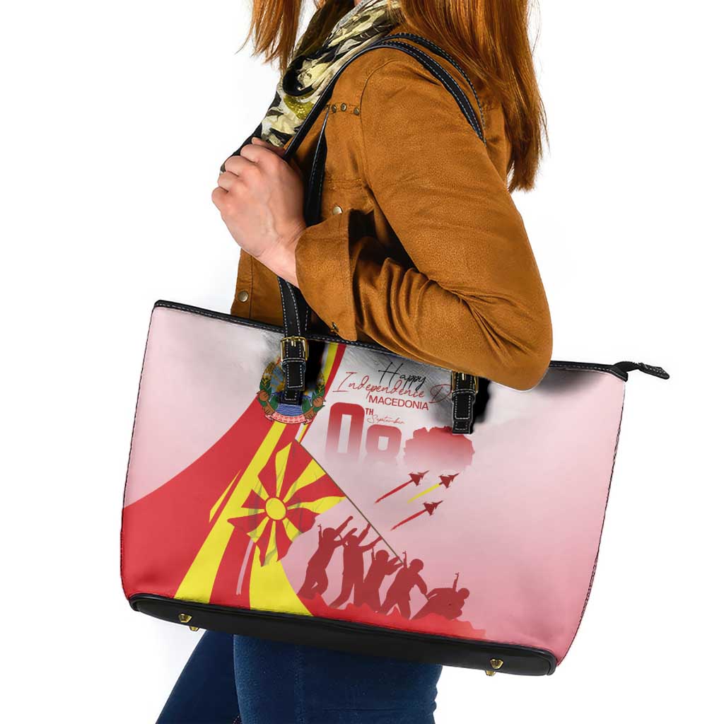 Macedonia Independence Day Leather Tote Bag Den na nezavisnosta - Wonder Print Shop