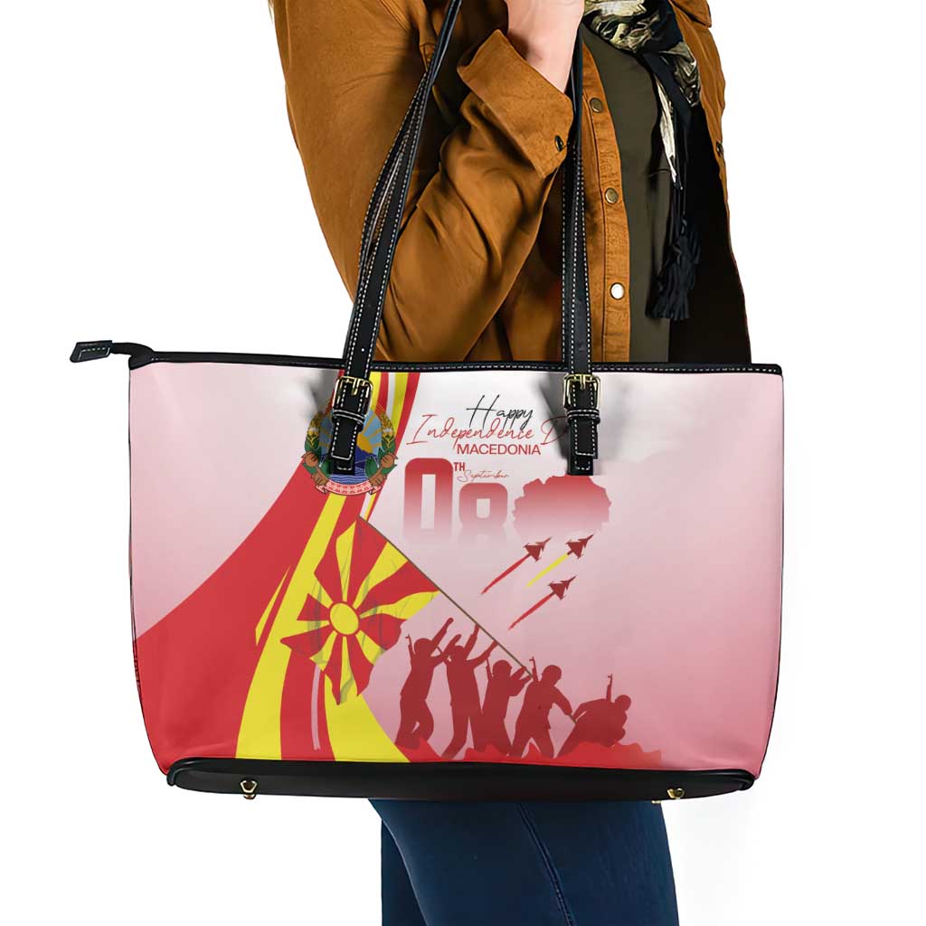 Macedonia Independence Day Leather Tote Bag Den na nezavisnosta - Wonder Print Shop