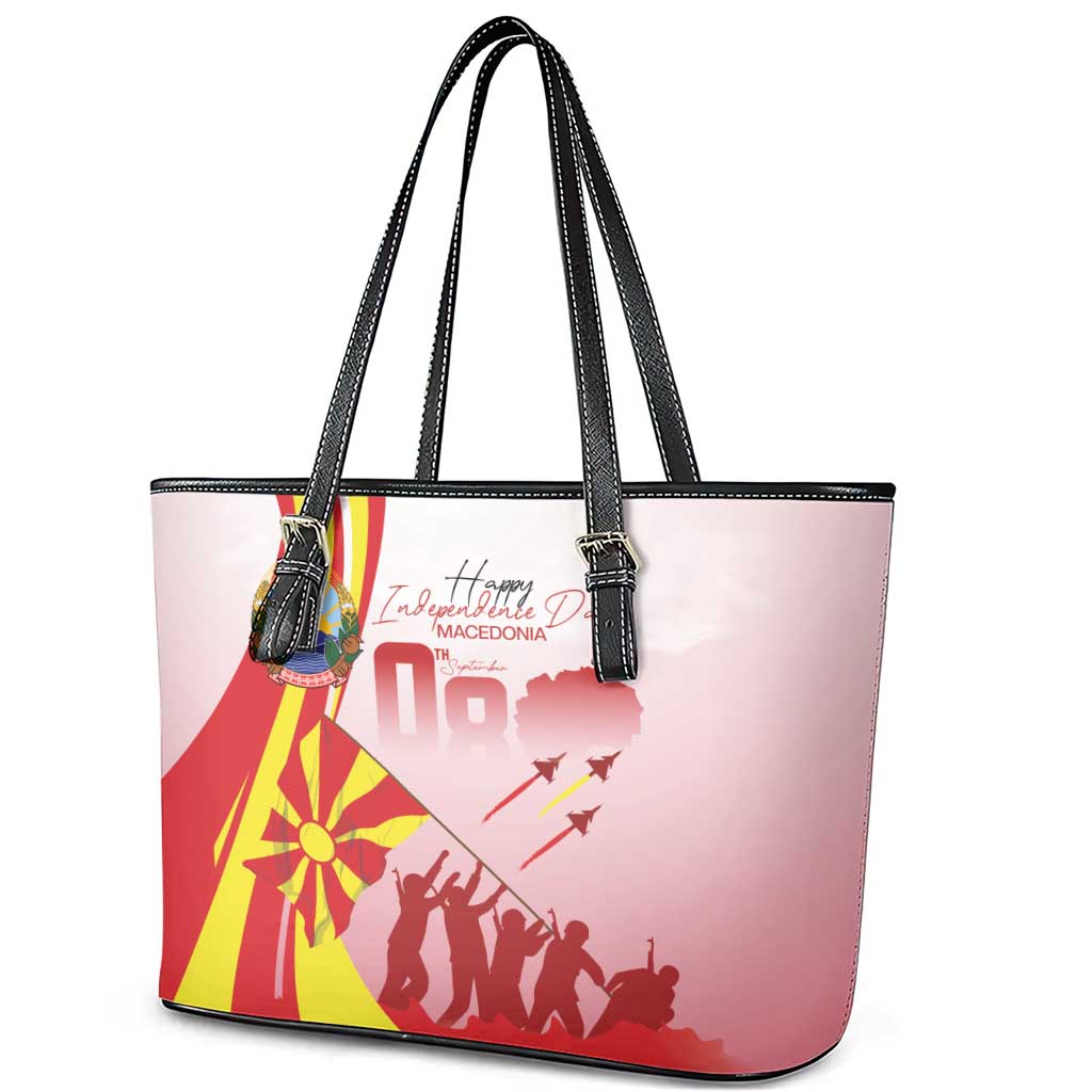 Macedonia Independence Day Leather Tote Bag Den na nezavisnosta - Wonder Print Shop