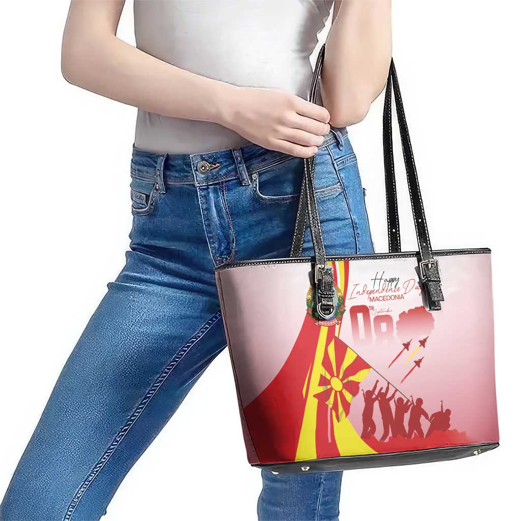 Macedonia Independence Day Leather Tote Bag Den na nezavisnosta - Wonder Print Shop