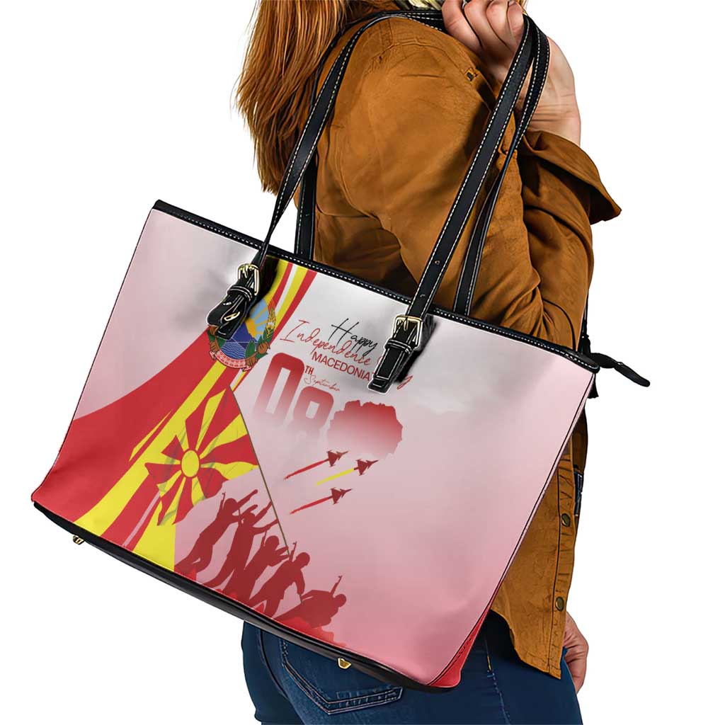 Macedonia Independence Day Leather Tote Bag Den na nezavisnosta - Wonder Print Shop