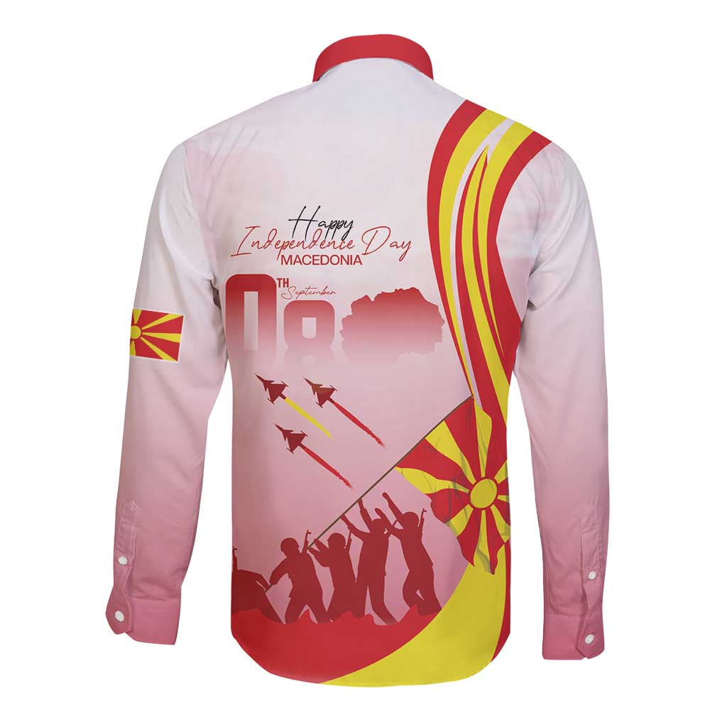 Macedonia Independence Day Long Sleeve Button Shirt Den na nezavisnosta - Wonder Print Shop