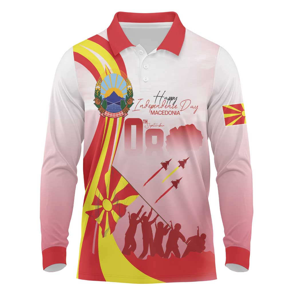 Macedonia Independence Day Long Sleeve Polo Shirt Den na nezavisnosta - Wonder Print Shop
