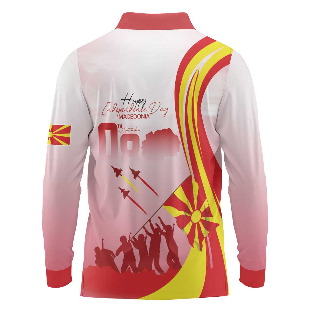 Macedonia Independence Day Long Sleeve Polo Shirt Den na nezavisnosta - Wonder Print Shop