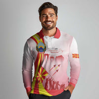 Macedonia Independence Day Long Sleeve Polo Shirt Den na nezavisnosta - Wonder Print Shop