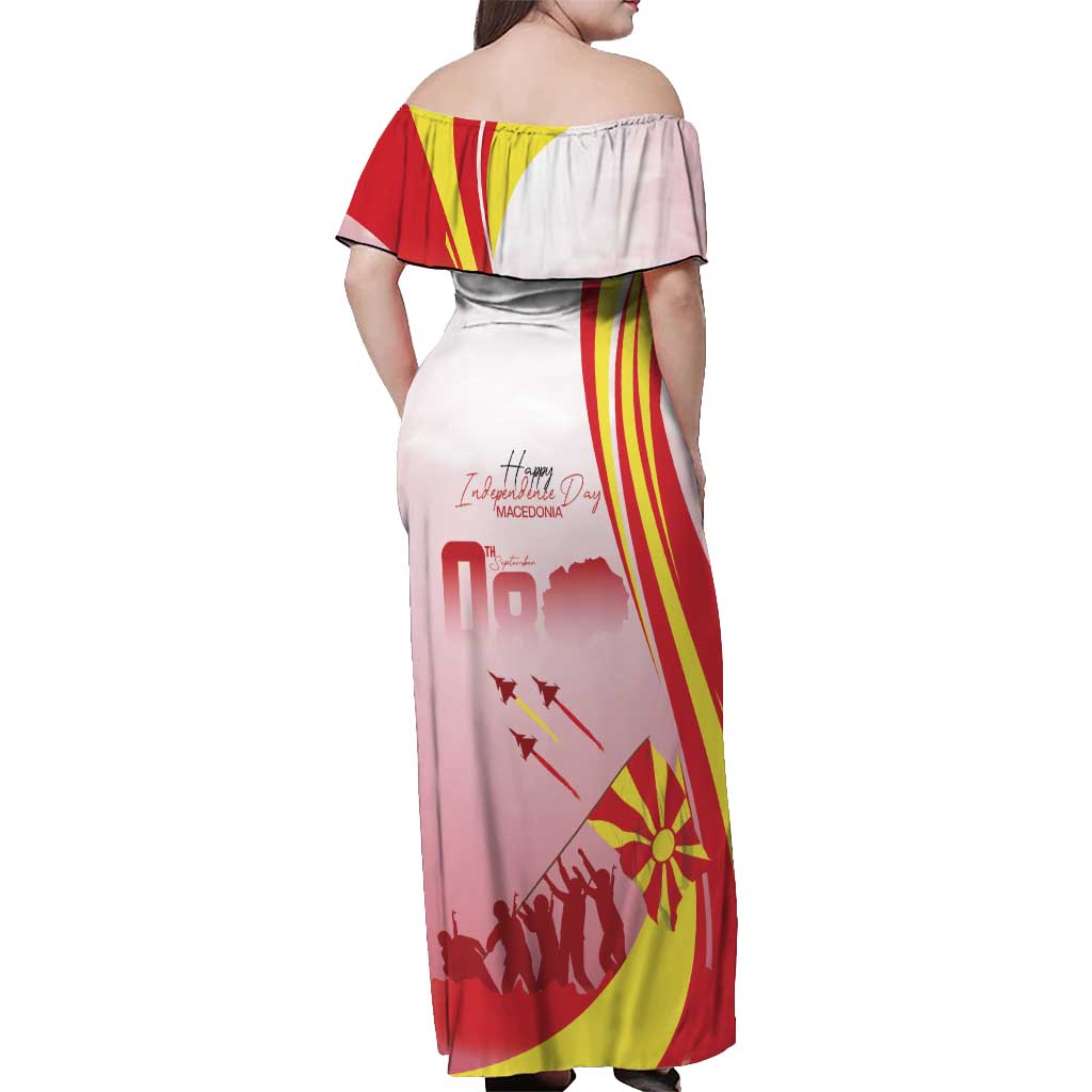 Macedonia Independence Day Off Shoulder Maxi Dress Den na nezavisnosta - Wonder Print Shop