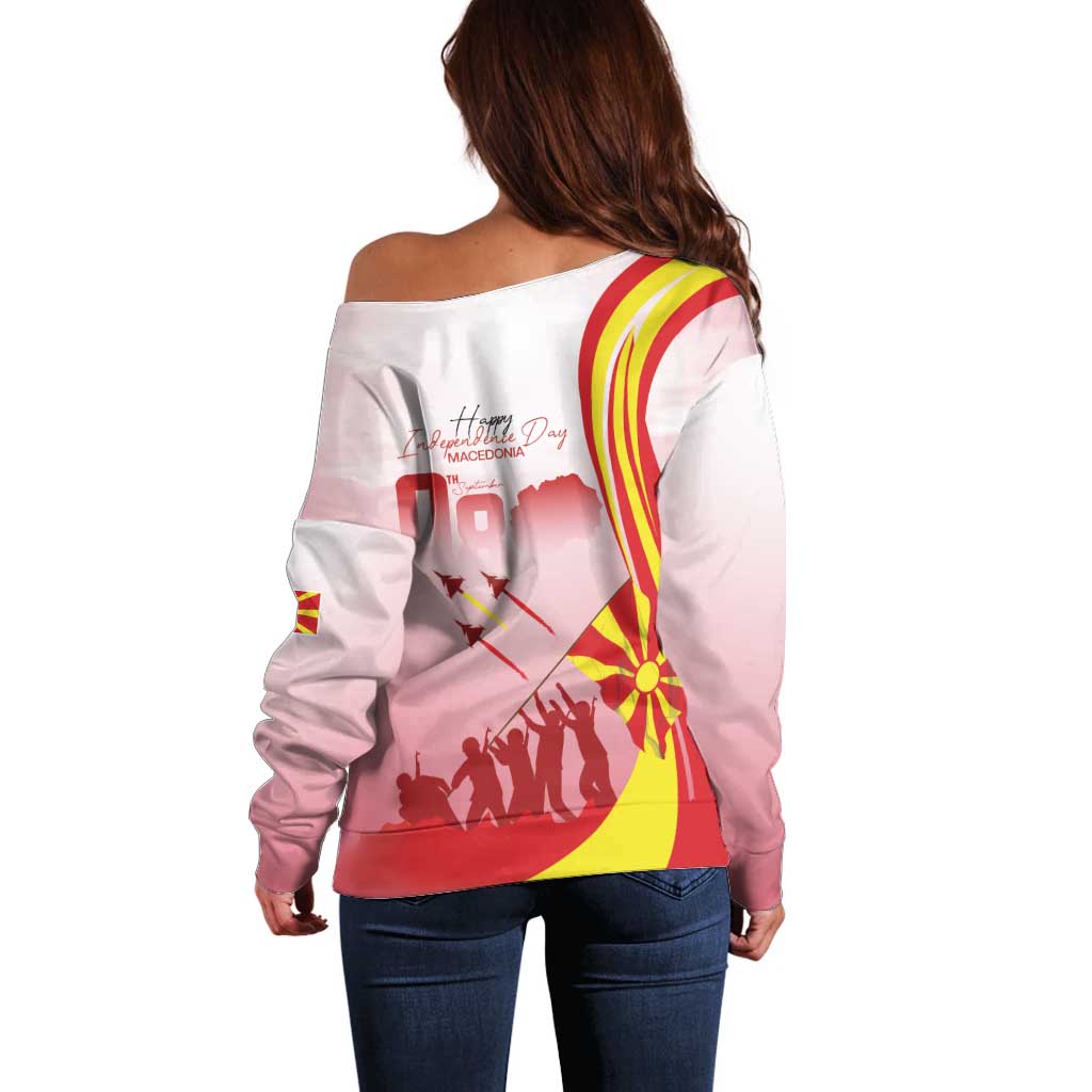 Macedonia Independence Day Off Shoulder Sweater Den na nezavisnosta - Wonder Print Shop
