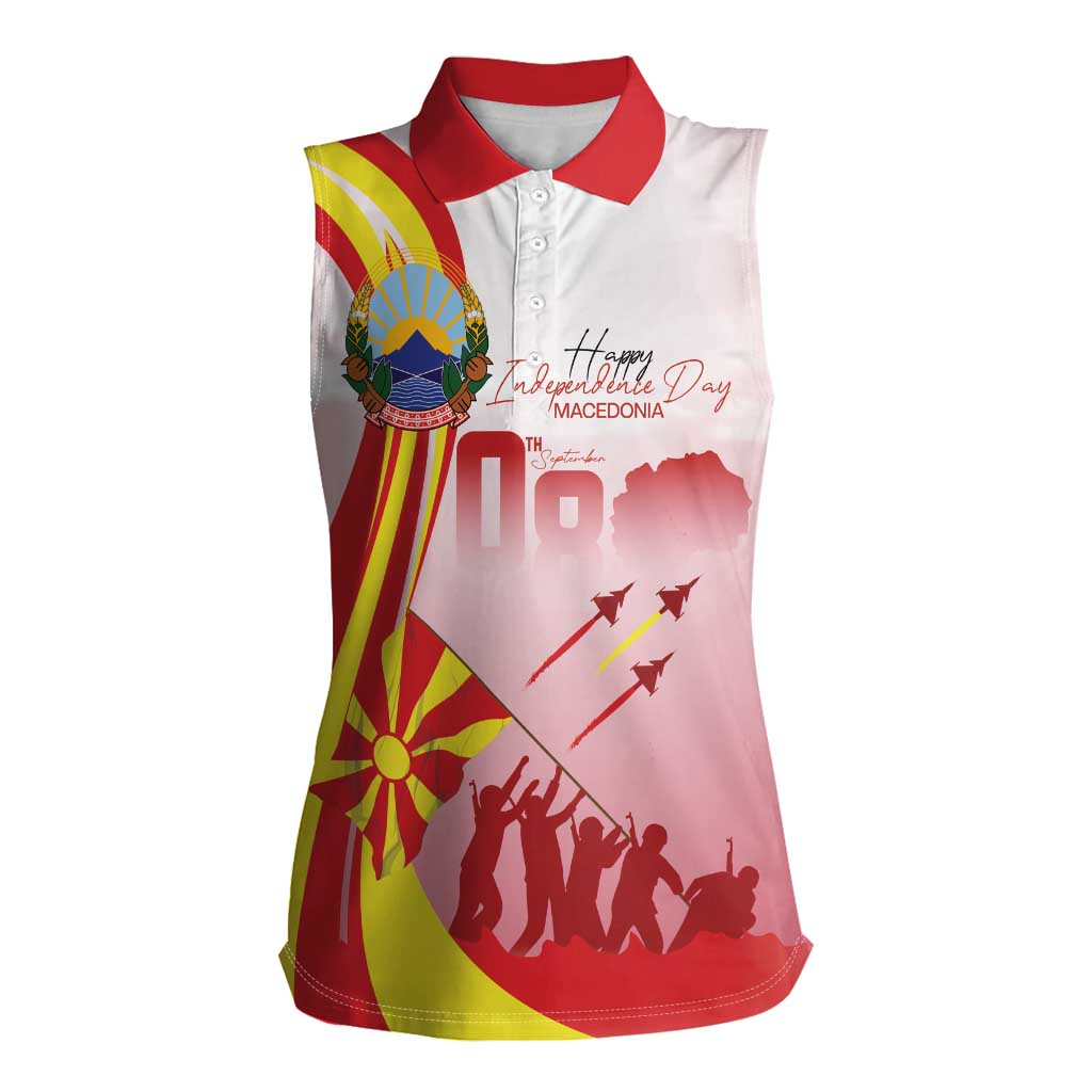 Macedonia Independence Day Women Sleeveless Polo Shirt Den na nezavisnosta - Wonder Print Shop