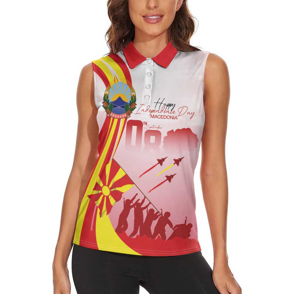 Macedonia Independence Day Women Sleeveless Polo Shirt Den na nezavisnosta - Wonder Print Shop