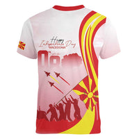 Macedonia Independence Day Women V-Neck T-Shirt Den na nezavisnosta - Wonder Print Shop