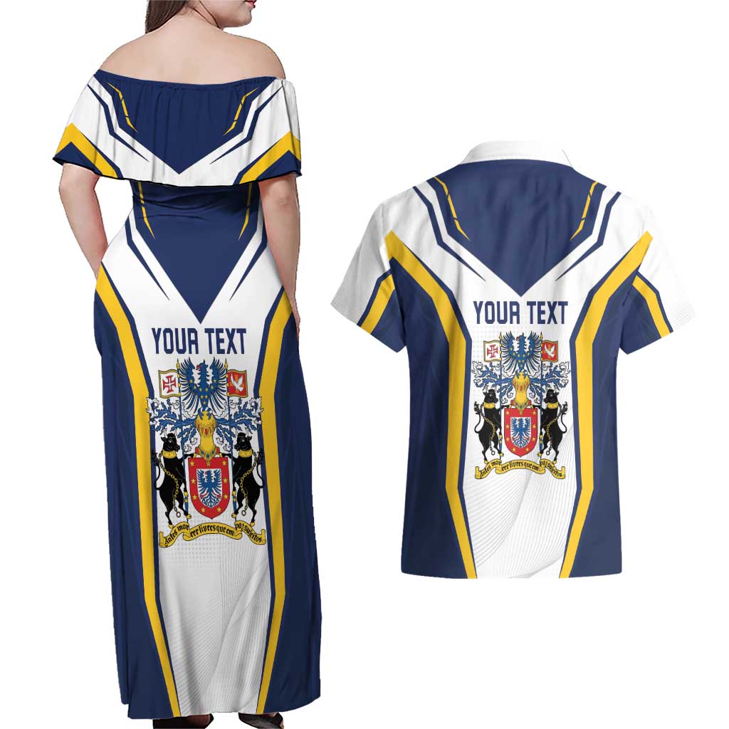 Personalized Azores Portugal Couples Matching Off Shoulder Maxi Dress and Hawaiian Shirt Sporty Style - Wonder Print Shop