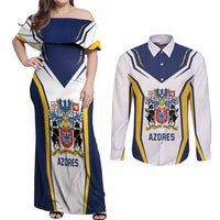 Personalized Azores Portugal Couples Matching Off Shoulder Maxi Dress and Long Sleeve Button Shirt Sporty Style - Wonder Print Shop